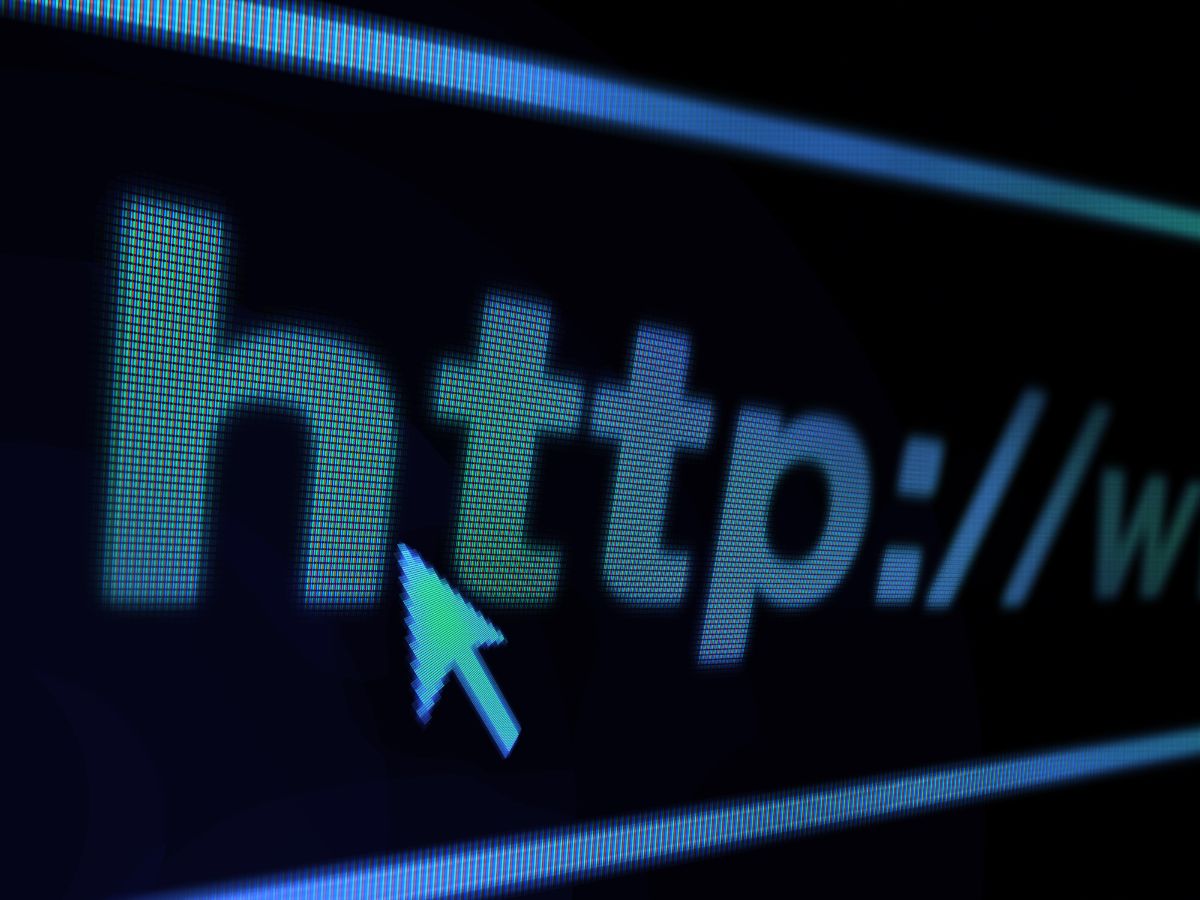 Close-up of "http://" in a web address with a digital cursor.